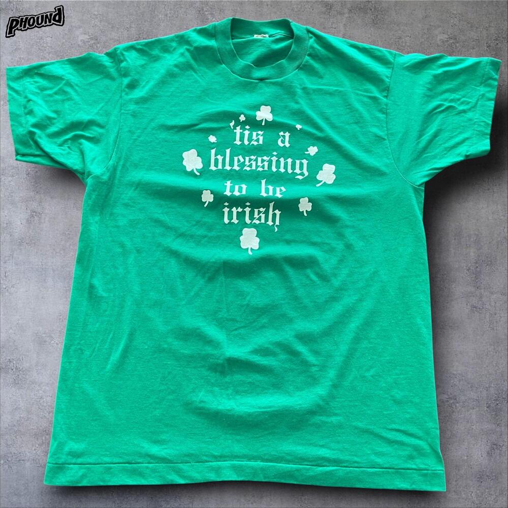 Vintage Irish Shirt Mens Large Green 'Tis a Blessing to Be Irish St Patricks 90s